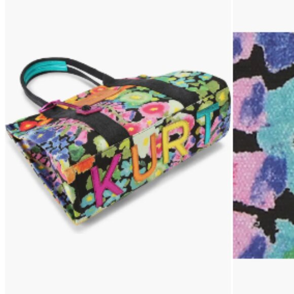 Kurt Geiger London LARGE SOUTHBANK TOTE BAG Floral Metallic Leather Accent - Picture 6 of 8